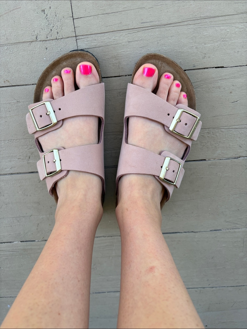 Women’s Birkenstock Arizona Double Buckle Slide Sandals in Blush Pink 36 narrow